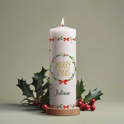 Personalisierte Weihnachtskerze „Classic Merry XMas“ – mit Name