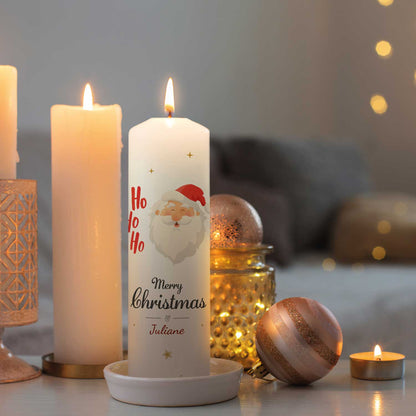 Weihnachtskerze „Ho Ho Ho“ mit Wunschname als persönliche Geschenkidee