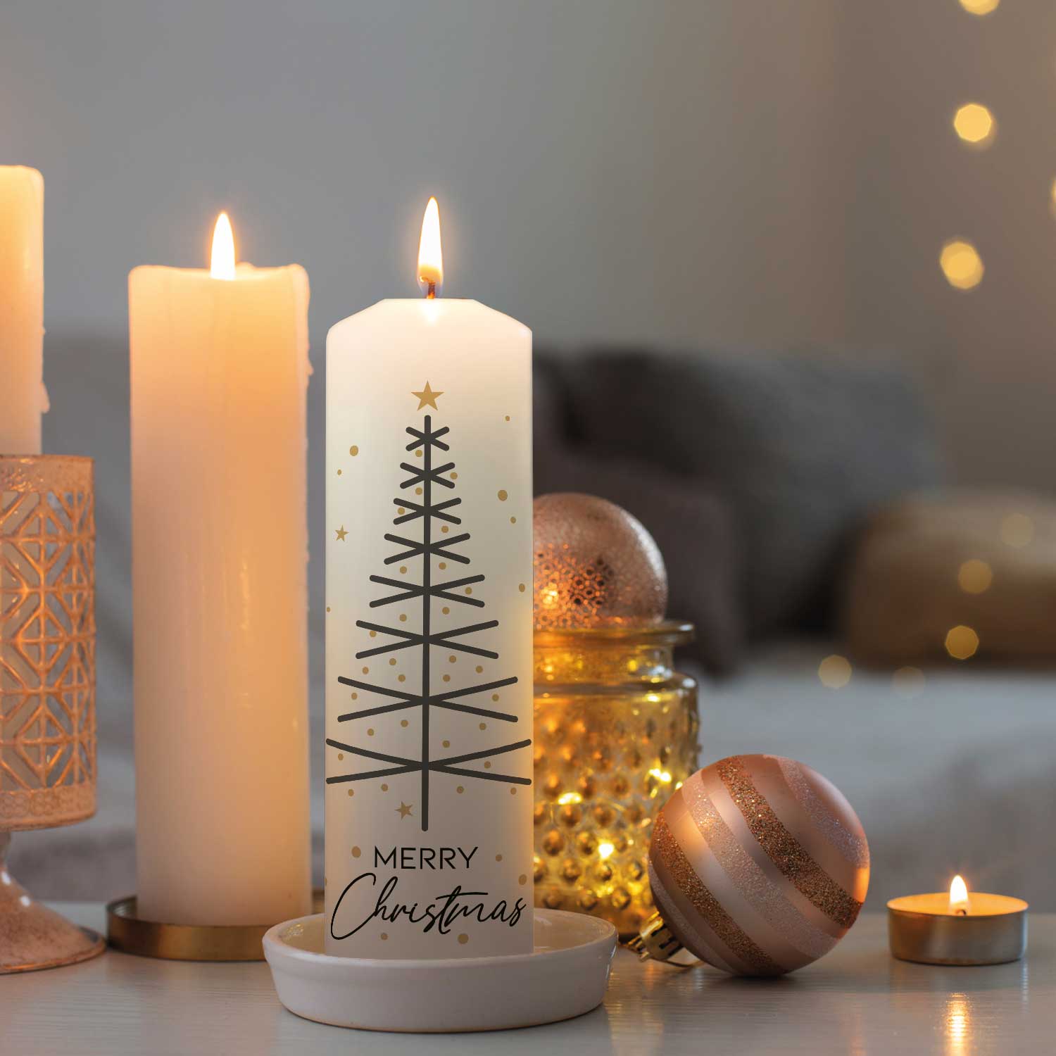 Weihnachtskerze „Tannenbaum modern“ als moderne Dekoidee für Advent und Weihnachten