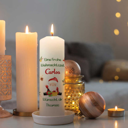 Personalisierte Weihnachtskerze „Fröhliche Weihnachten“ – mit Name