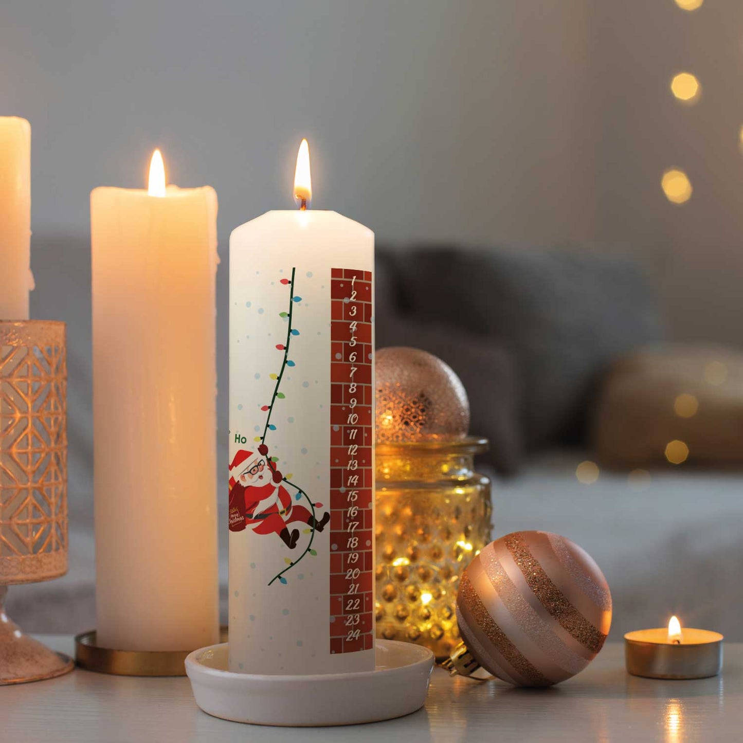 Personalisierte Weihnachtskerze „Countdown“ – Name & Wunschtext
