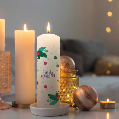 Personalisierte Weihnachtskerze „Christmas Ornament“ als Geschenk in Weihnachtsdeko