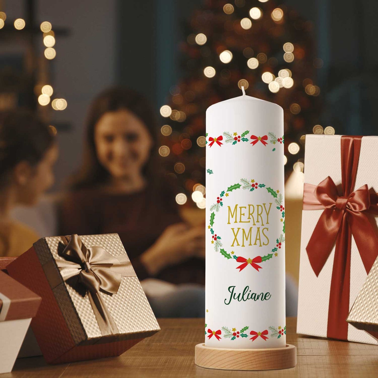 Personalisierte Weihnachtskerze „Classic Merry XMas“ – mit Name