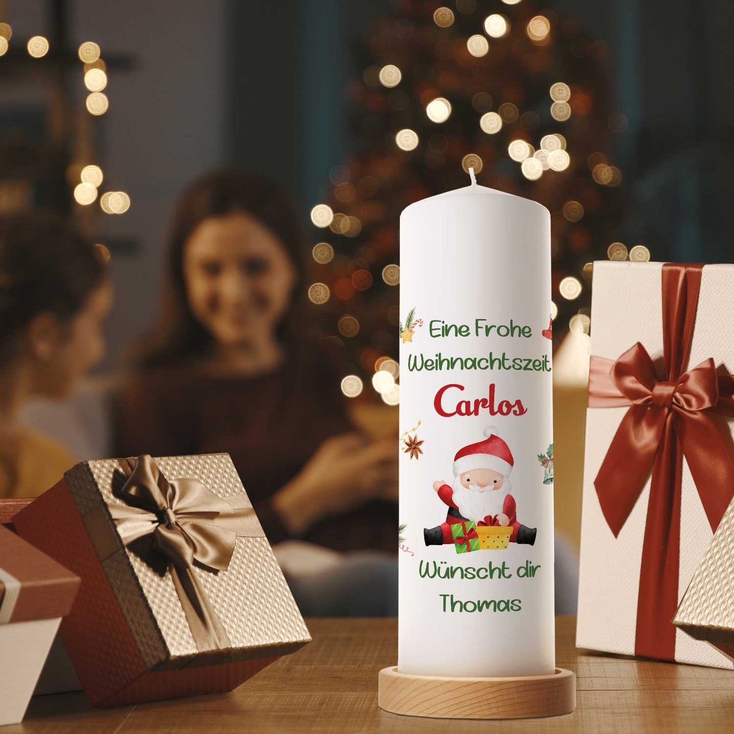 Personalisierte Weihnachtskerze „Fröhliche Weihnachten“ – mit Name