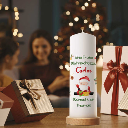 Personalisierte Weihnachtskerze „Fröhliche Weihnachten“ – mit Name