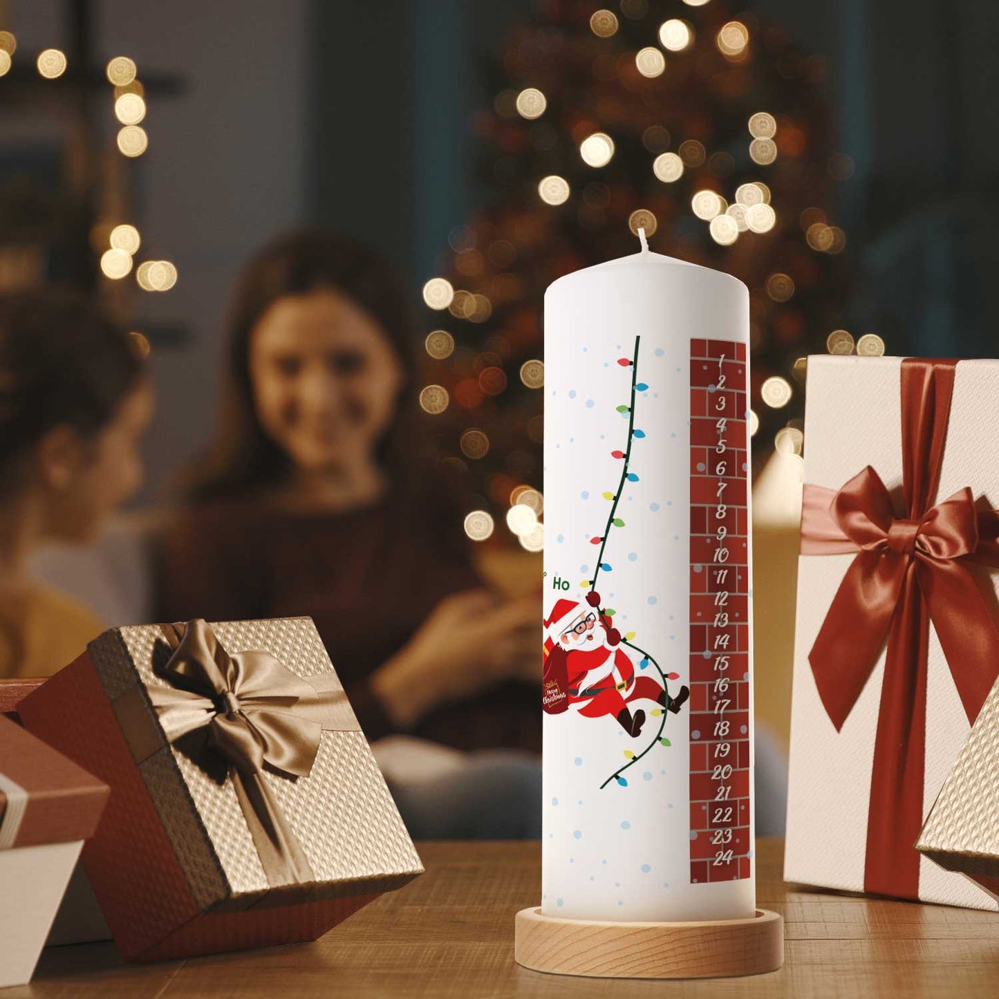 Personalisierte Weihnachtskerze „Countdown“ – Name & Wunschtext
