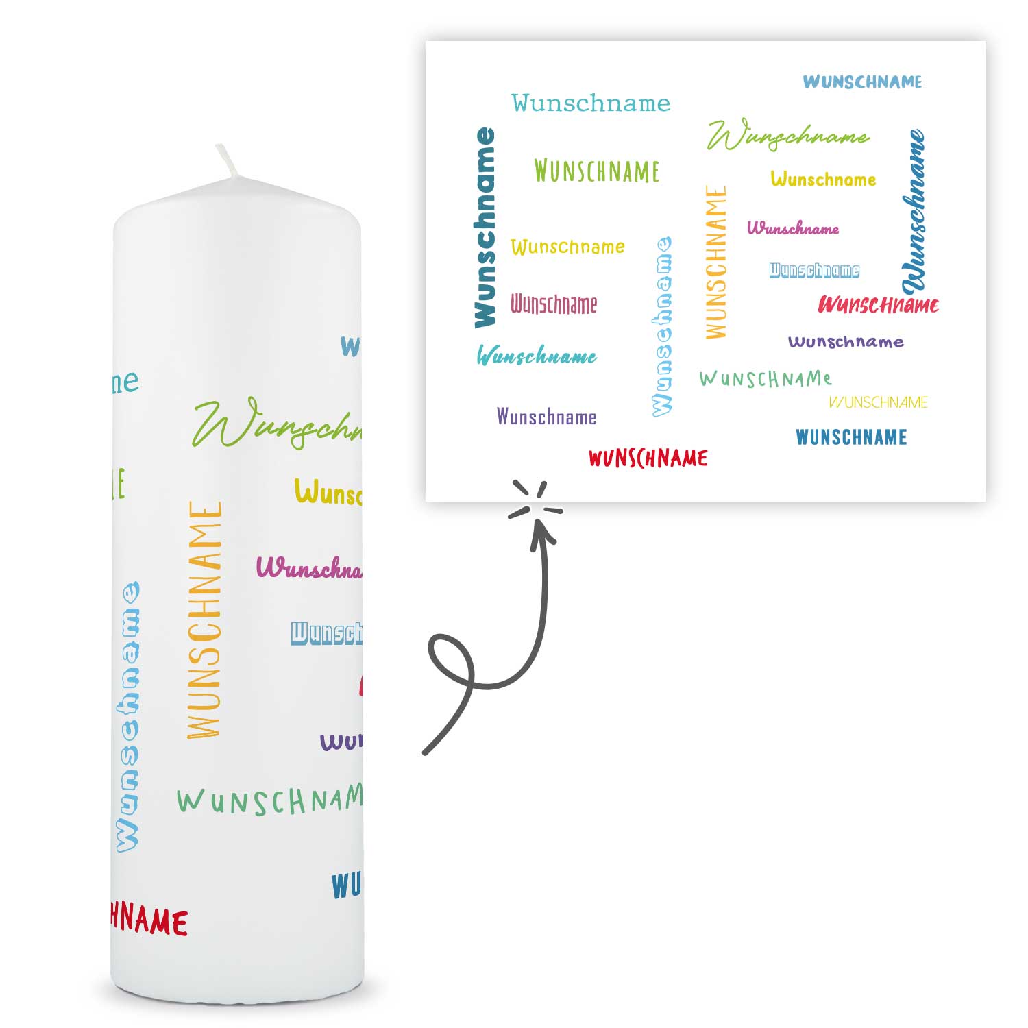 Personalisierte Kerze mit Name – weitere Produktansicht