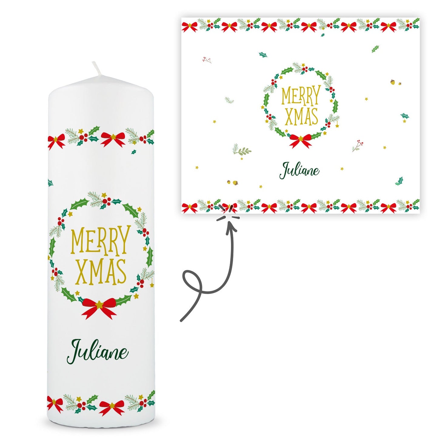 Personalisierte Weihnachtskerze „Classic Merry XMas“ – mit Name