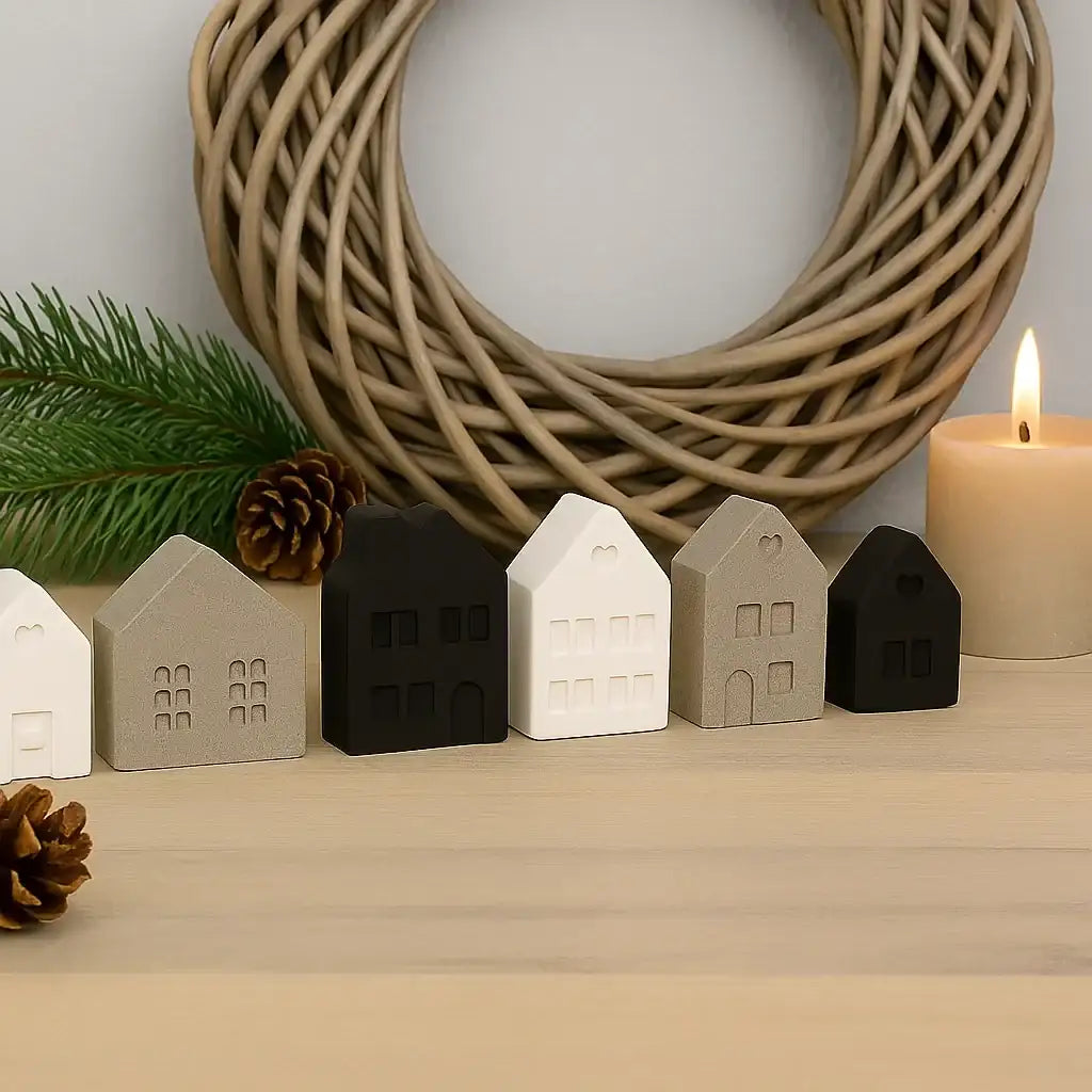 15 Mini-Häuschen für Tischdeko, Advent und kleine Winterlandschaften