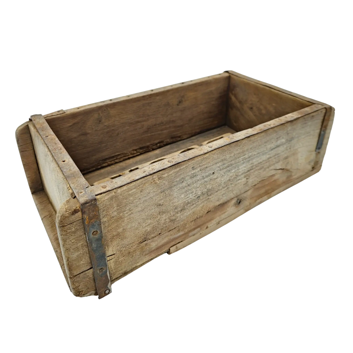 Längliche Ziegelform-Holzkiste aus recyceltem Holz als Dekokiste