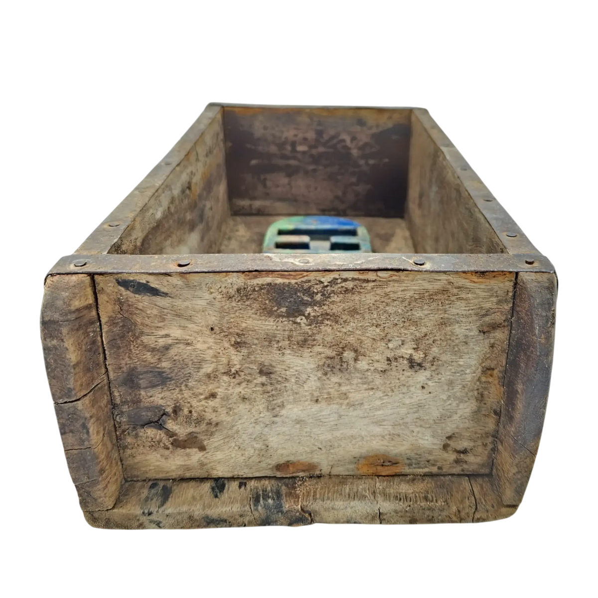 Holzkiste Ziegelform aus Recyclingholz für natürliche Wohnraumdeko
