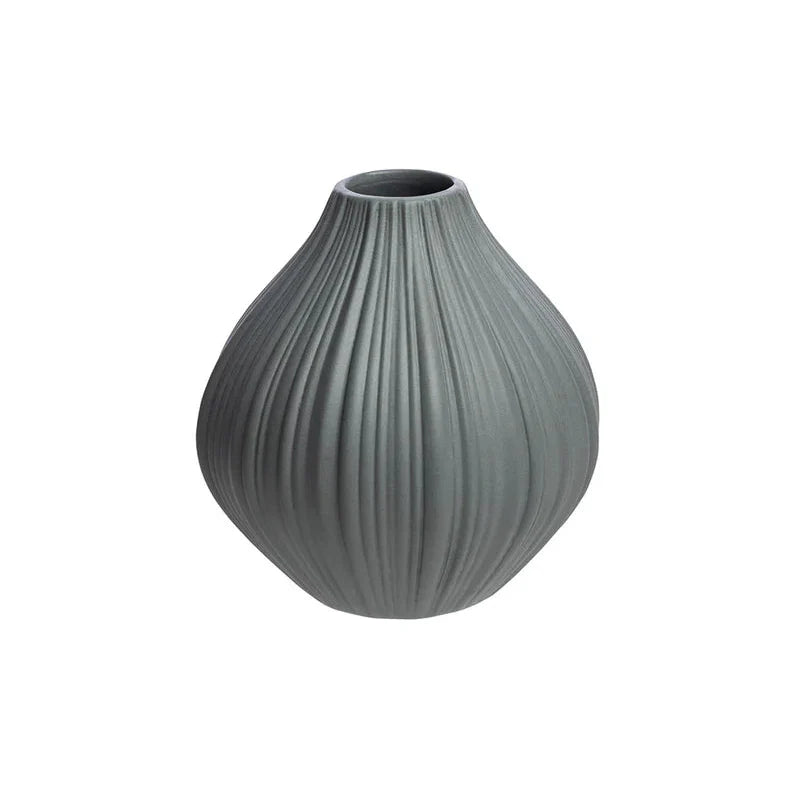 Graue Tranquillo Vase Vintage aus Steinzeug in matter Kugelform