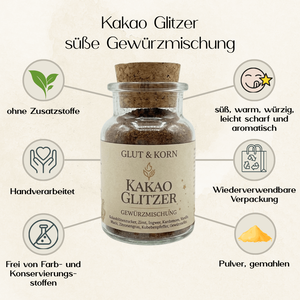 Kakao Glitzer Gewürzmischung – Zutaten und Verwendung