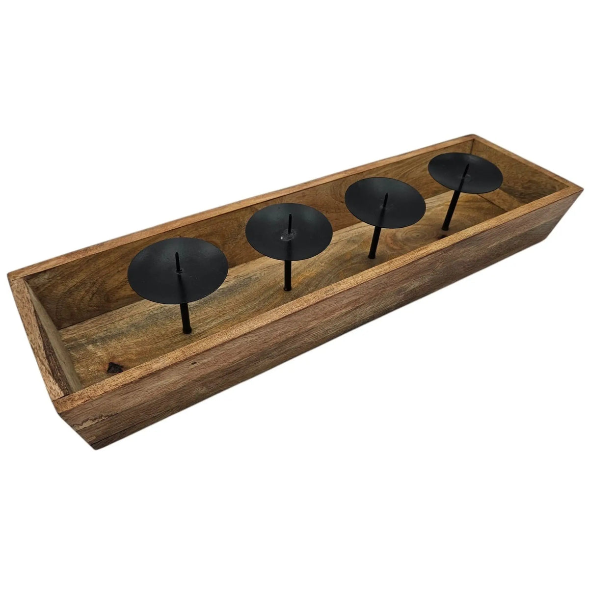 Kerzentablett aus Mangoholz – 53 cm für 4 Kerzen