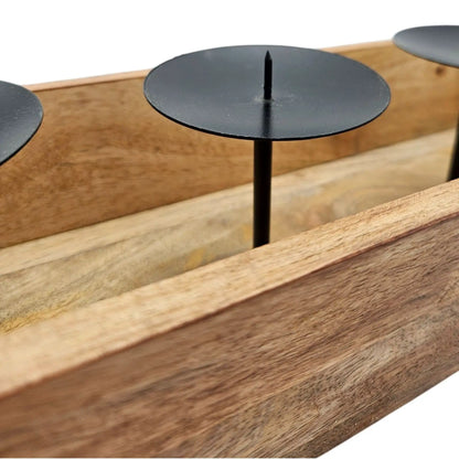 Kerzentablett aus Mangoholz – 53 cm für 4 Kerzen
