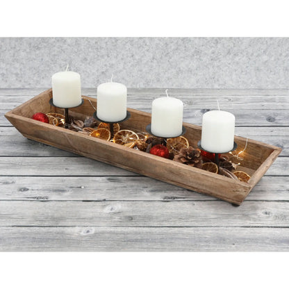 Kerzentablett aus Mangoholz – 53 cm für 4 Kerzen