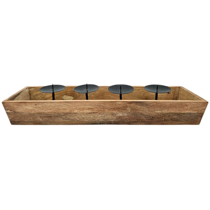 Kerzentablett aus Mangoholz – 53 cm für 4 Kerzen