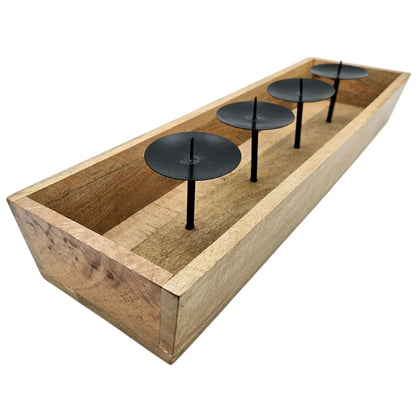 Kerzentablett aus Mangoholz – 53 cm für 4 Kerzen