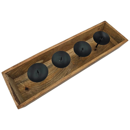 Kerzentablett aus Mangoholz – 53 cm für 4 Kerzen