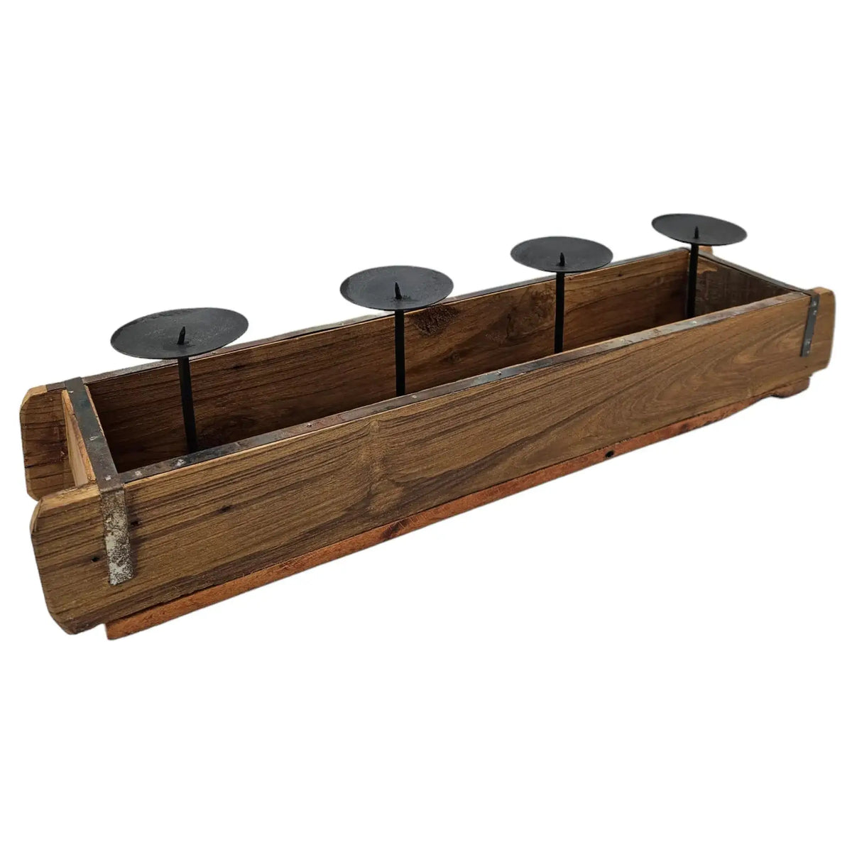 Langes Kerzentablett aus Holz für vier Kerzen als Advents- und Tischdekoration, 57 cm