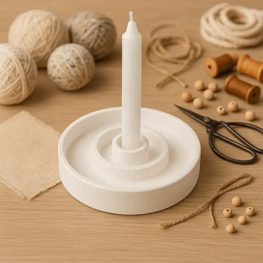 Weißer minimalistischer Kerzenteller aus Stein für stimmungsvolle Deko von SteinKunstWerk