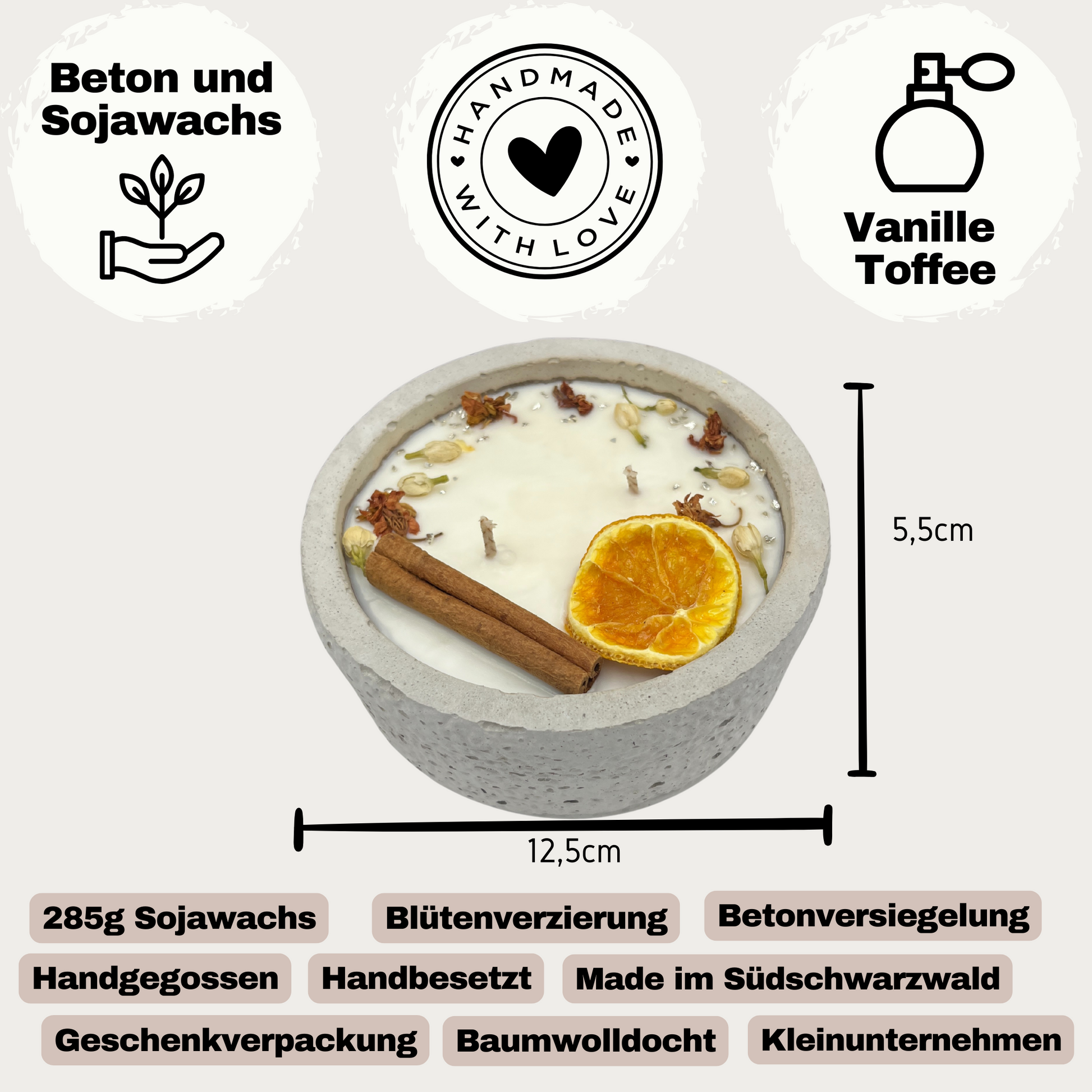 Betongefäß der Grau/Orange-Edition „Die Stille“