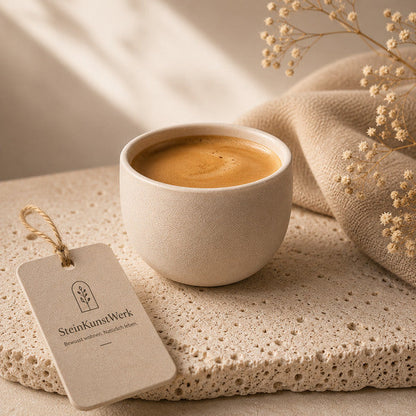KUMO Espresso Duo Set Sand und Ruhe mit heller Keramik Tasse