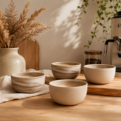 KUMO Natural Calm Set – Cappuccino Tassen Set von SteinKunstWerk für stilvolle Wohnatmosphäre und bewusste Momente