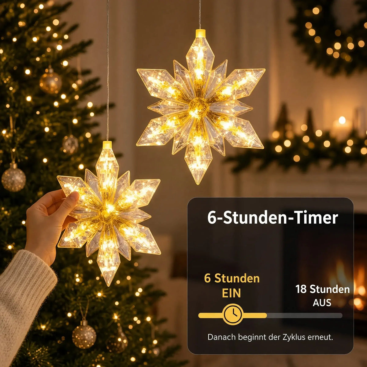 LED-Weihnachtsstern-Set mit zwei Sternen für stimmungsvolle Weihnachtsbeleuchtung