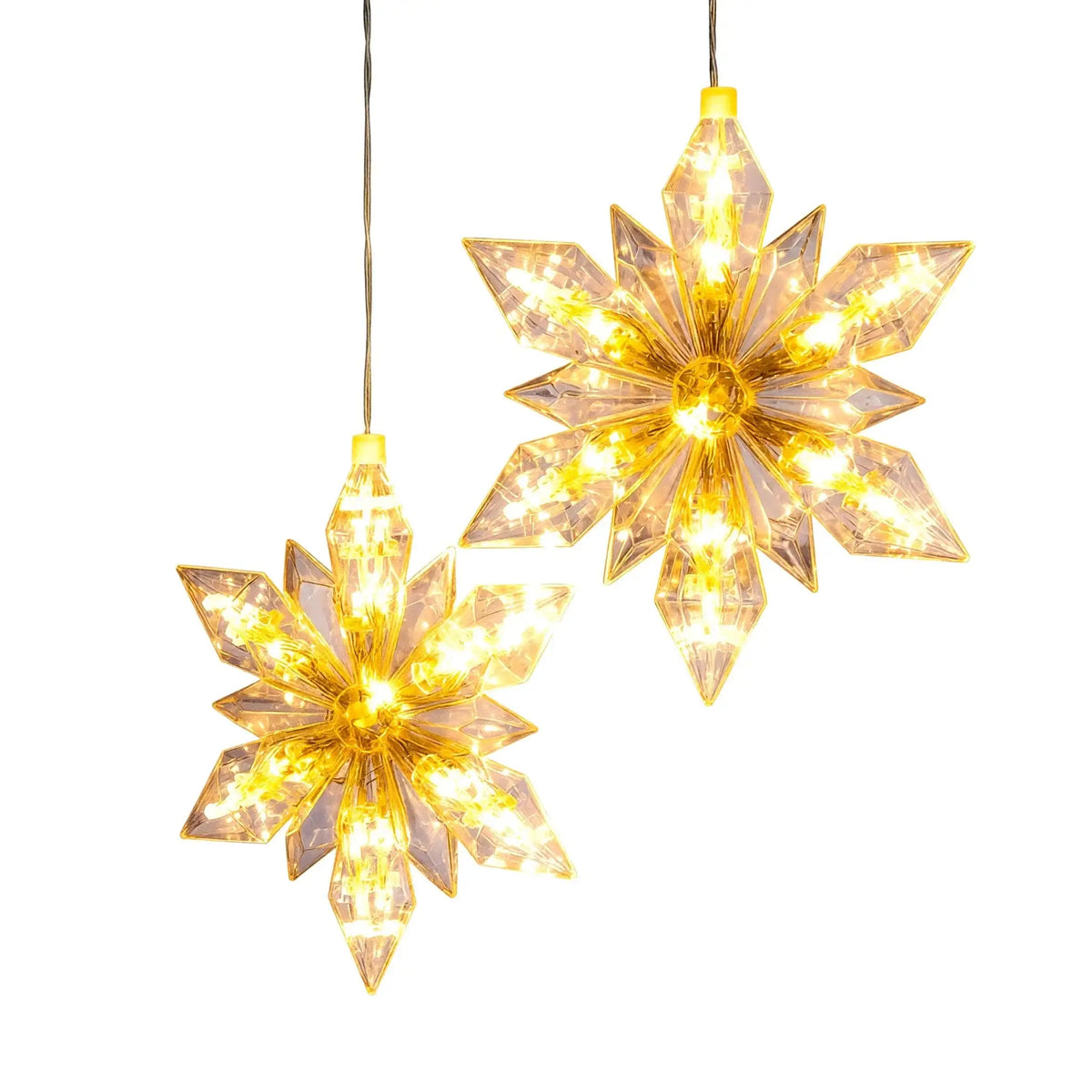 LED-Weihnachtsstern im 2er-Set, 24 cm, warmweiß und batteriebetrieben