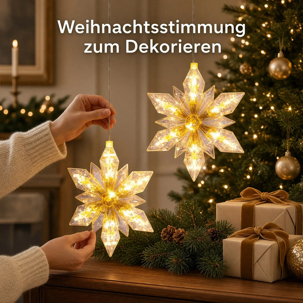 Batteriebetriebene LED-Weihnachtssterne mit Timer als festliche Fensterdeko