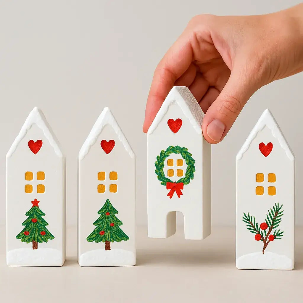 Kleine Lichterhaus-Deko für Fensterbank und Adventstisch
