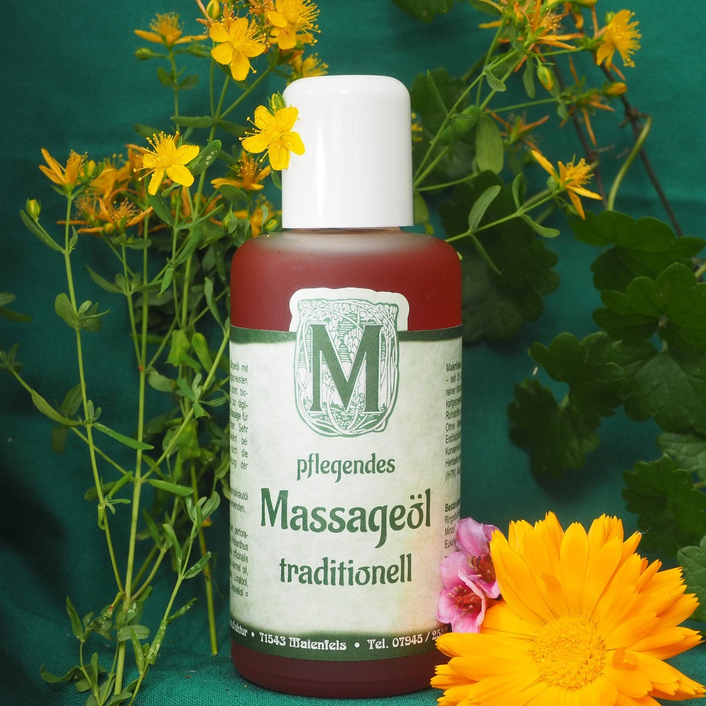 Traditionelles Massageöl 100 ml – Detailansicht der Pflanzenölpflege