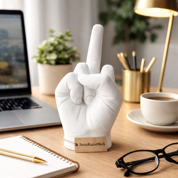 Handgemaakte statementfiguur voor collega’s, thuiskantoor en liefhebbers van droge humor