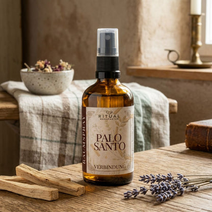Palo Santo Auraspray als warm-holziger Raumduft ohne Rauch