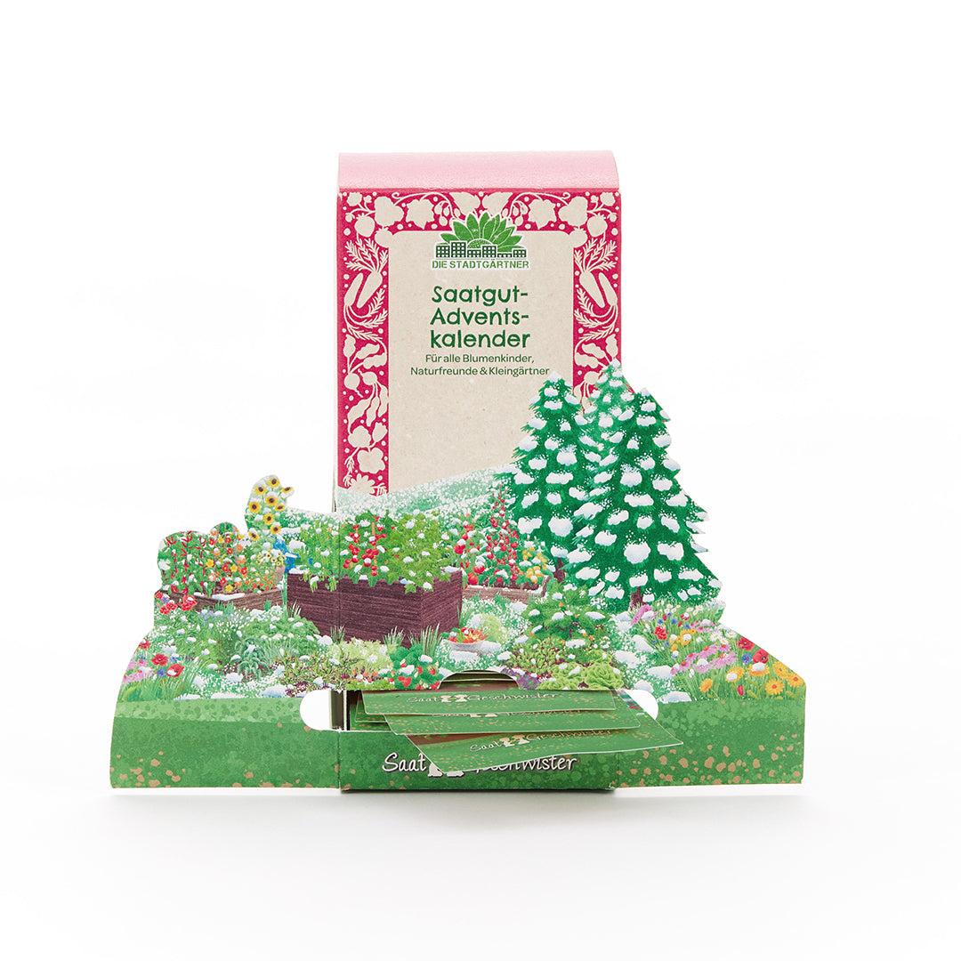 Saatgut-Adventskalender Winterlandschaft mit Saatguttütchen zum Aussäen