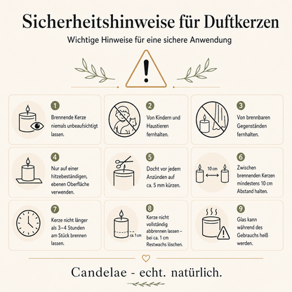 Sicherheitshinweise für die Gewürzzauber Sojawachs-Duftkerze