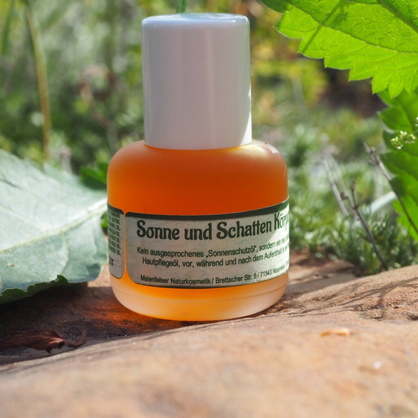 Sonne und Schatten Körperöl 15 ml – Probiergröße und Verpackung