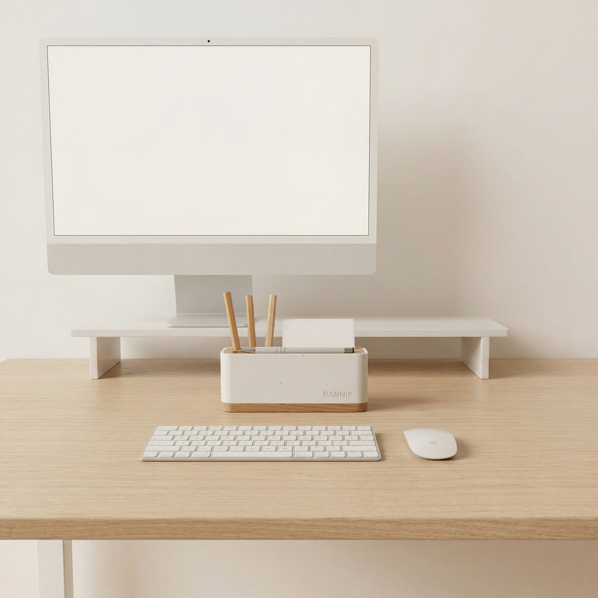 Bannik Design Alesund – Schreibtisch-Organizer aus Beton und Eichenholz, Produktansicht 4