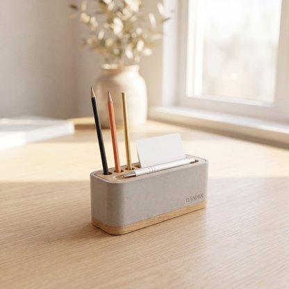 Bannik Design Alesund – Schreibtisch-Organizer aus Beton und Eichenholz, Produktansicht 10