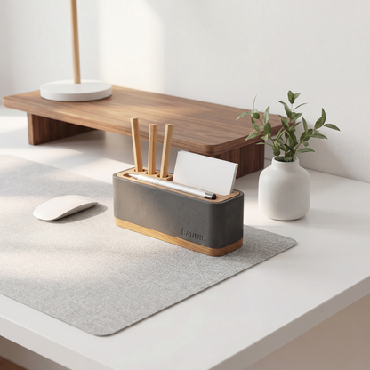 Bannik Design Alesund – Schreibtisch-Organizer aus Beton und Eichenholz, Produktansicht 11