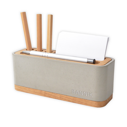 Bannik Design Alesund – Schreibtisch-Organizer aus Beton und Eichenholz, Farbe grau, Produktansicht 16