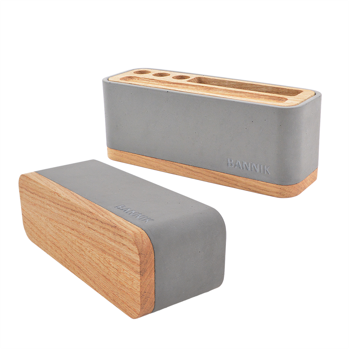 Bannik Design Alesund – Schreibtisch-Organizer aus Beton und Eichenholz, Farbe dunkelgrau, Produktansicht 17