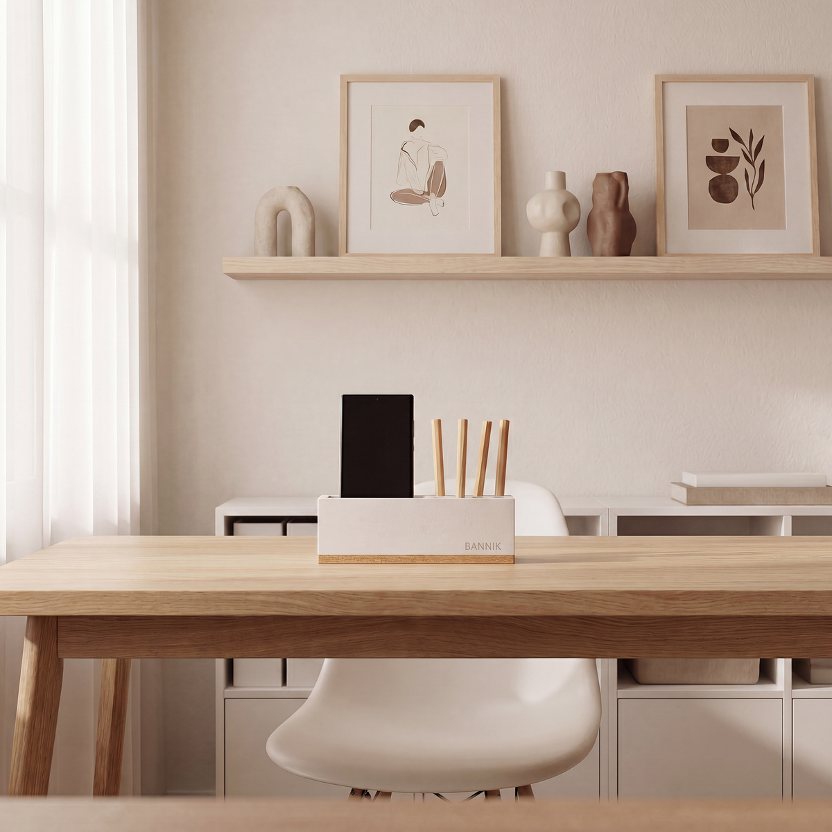 Bannik Design Sandvika – Schreibtisch-Organizer aus Beton und Eichenholz, Produktansicht 4