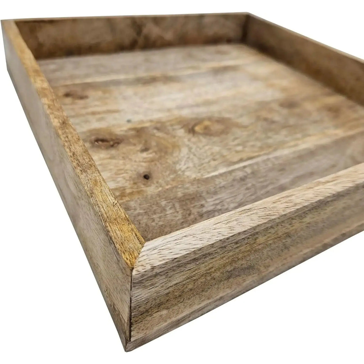 Dekotablett aus Mangoholz quadratisch als natürliche Tischdekoration