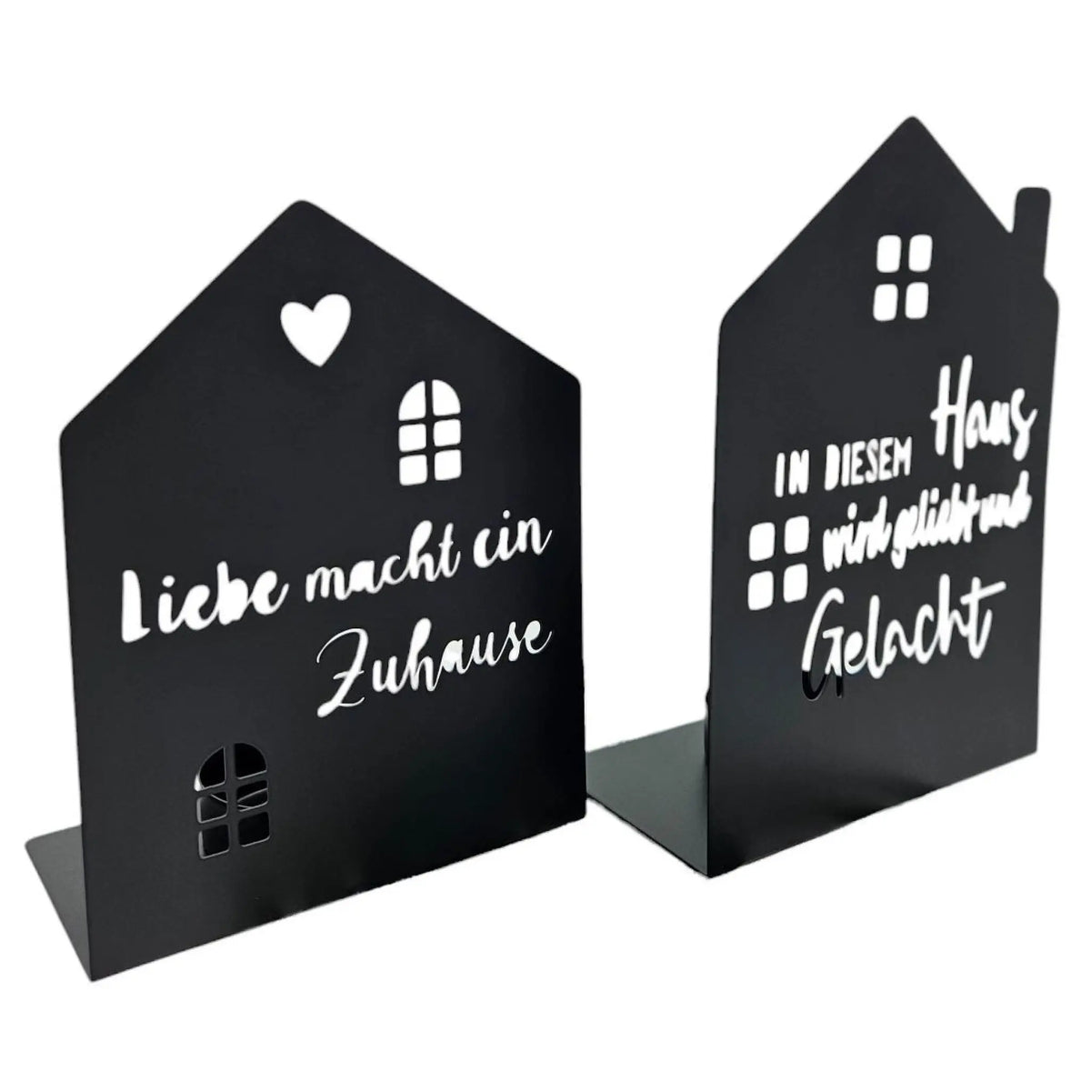 Teelichthalter Haus – 2er-Set aus schwarzem Metall
