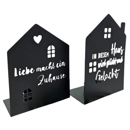 Teelichthalter Haus – 2er-Set aus schwarzem Metall