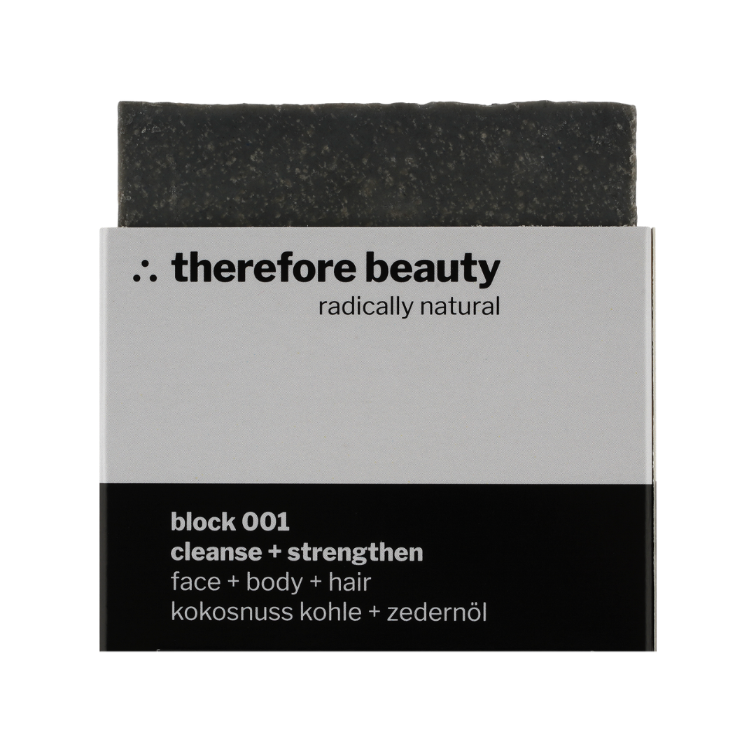 Ürün görseli: therefore beauty block 001 – aktif kömürlü sabun