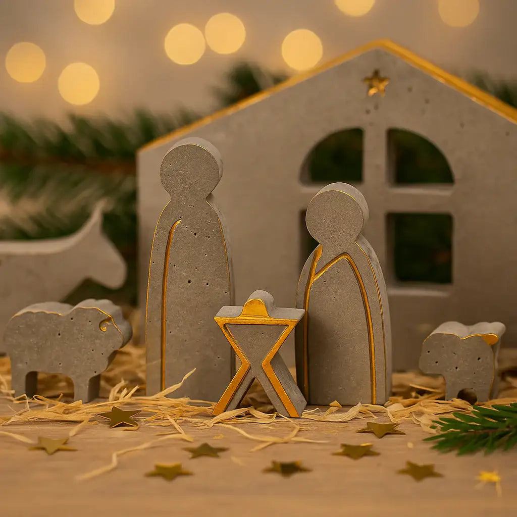 Weihnachtskrippe zum Bemalen mit Figuren für individuelle Weihnachtsdeko