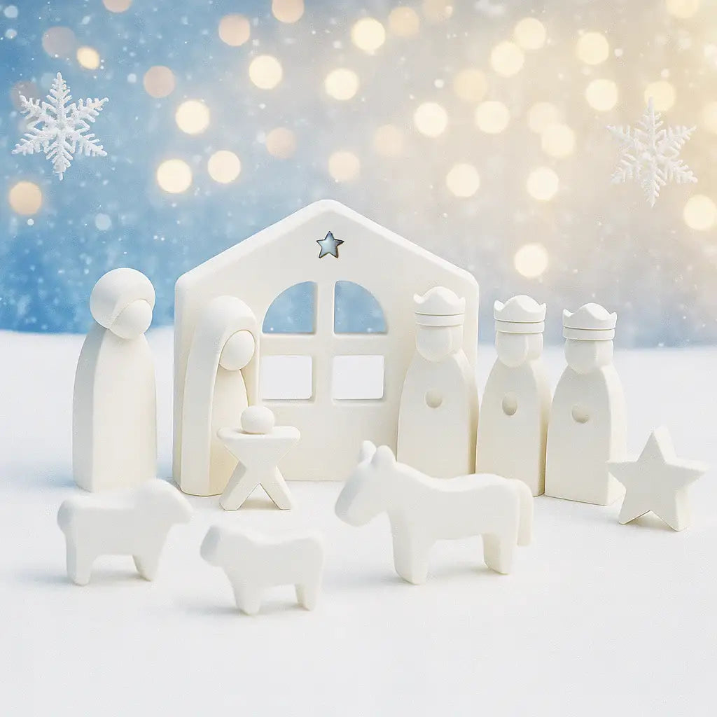 Minimalistische Weihnachtskrippe zum Dekorieren und Verschenken